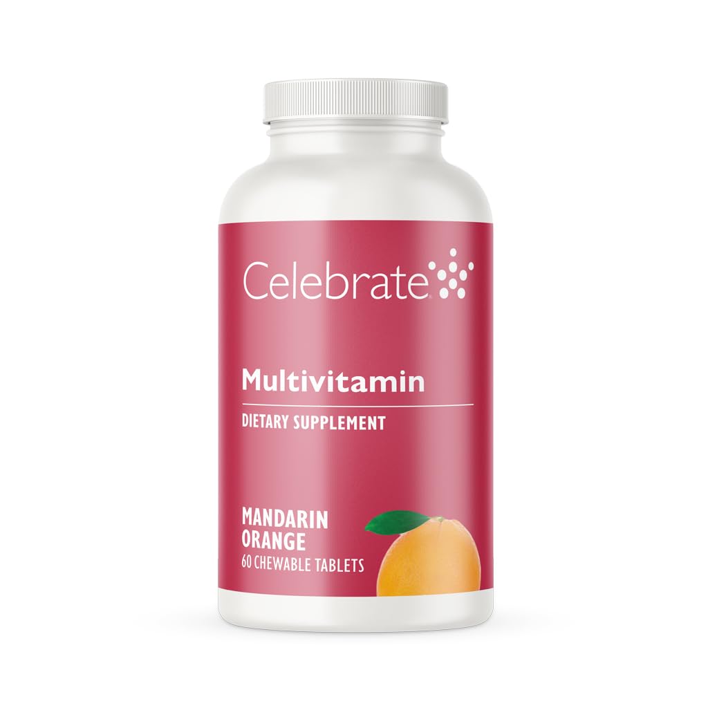 Vier vitamines Bariatrische Multivitamine Kauwbaar, IJzervrij - Post Gastric Bypass & Sleeve Gastrectomie Supplement voor mannen en vrouwen - Essentiële Mineralen & Vitamine A, B, D & E - Oranje (60 tabletten)