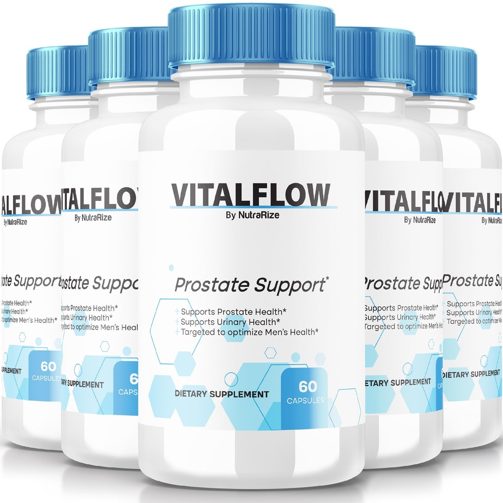 (5 Pack) VitalFlow Capsules, VitalFlow Advanced Prostate Support Formula, Officiële Natuurlijke Formule aan Regain Control, Maximale sterkte pillen ter ondersteuning van Wellness, Vital Flow Reviews (300 Capsules)