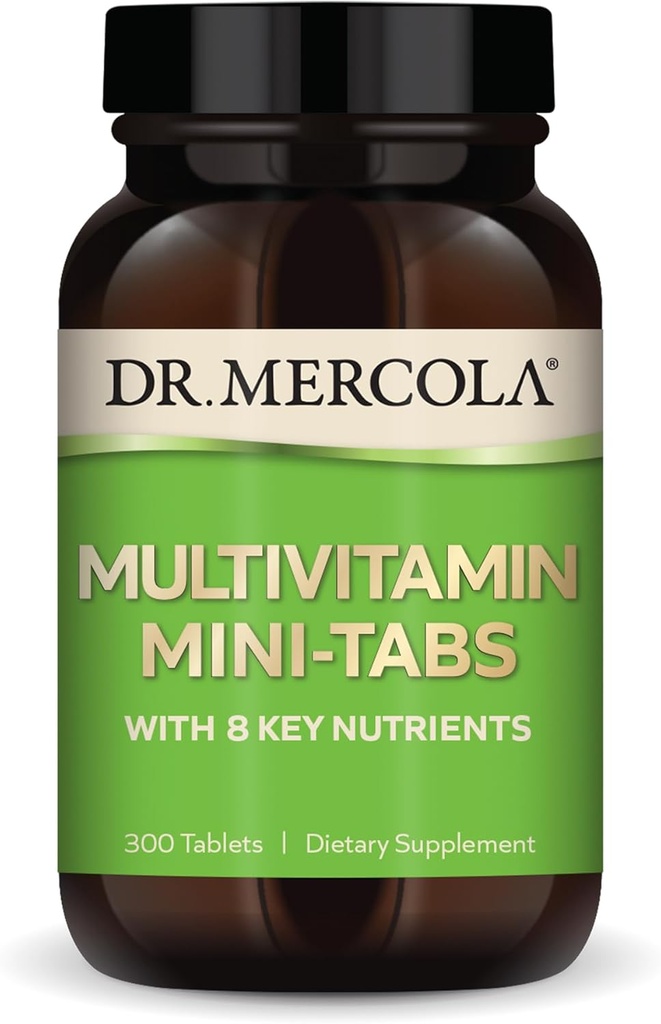 Dr. Mercola Multivitamine Mini-Tabs, 30 porties (300 tabletten), met 8 belangrijke voedingsstoffen, Dieetsupplementen, Ondersteunt Immune en Brain Health, Non-GMO