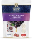 Manuka Health Manuka Honey Throat Lozenges - Blackcurrant Flavored Lozenges, 58-Count - Cough Drops Infused met Raw Manuka Honey & Vitamine C voor Immune Ondersteuning