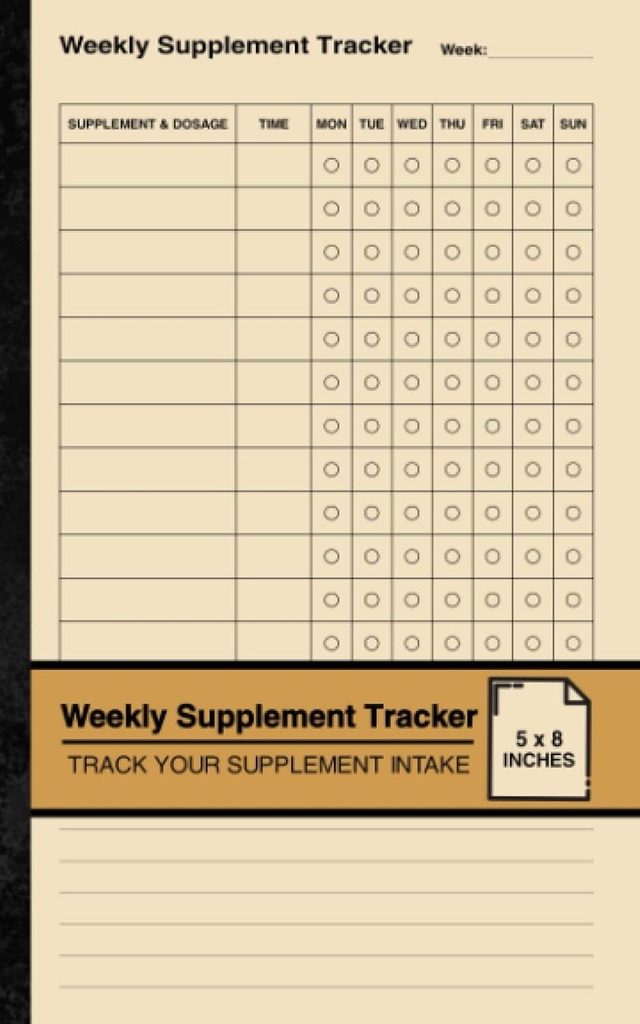 Wekelijkse Supplement Tracker: Eenvoudig Supplement Logboek Track Your Supplement incompleet Klein