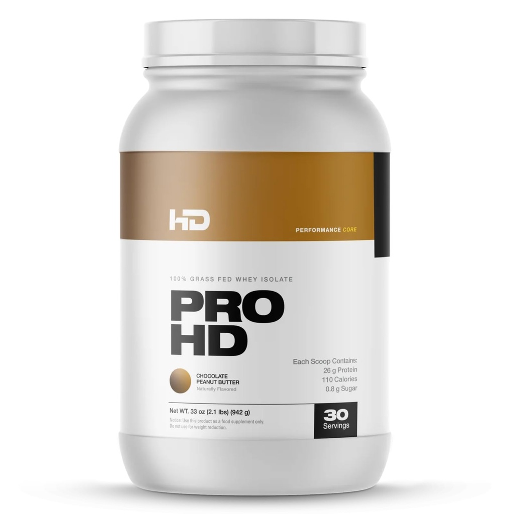 HD MUSCLE ProHD Proteïne 100% Grass Fed Whey Isoleer 25g Proteïne, 114 Calorieën, 0g Vet 