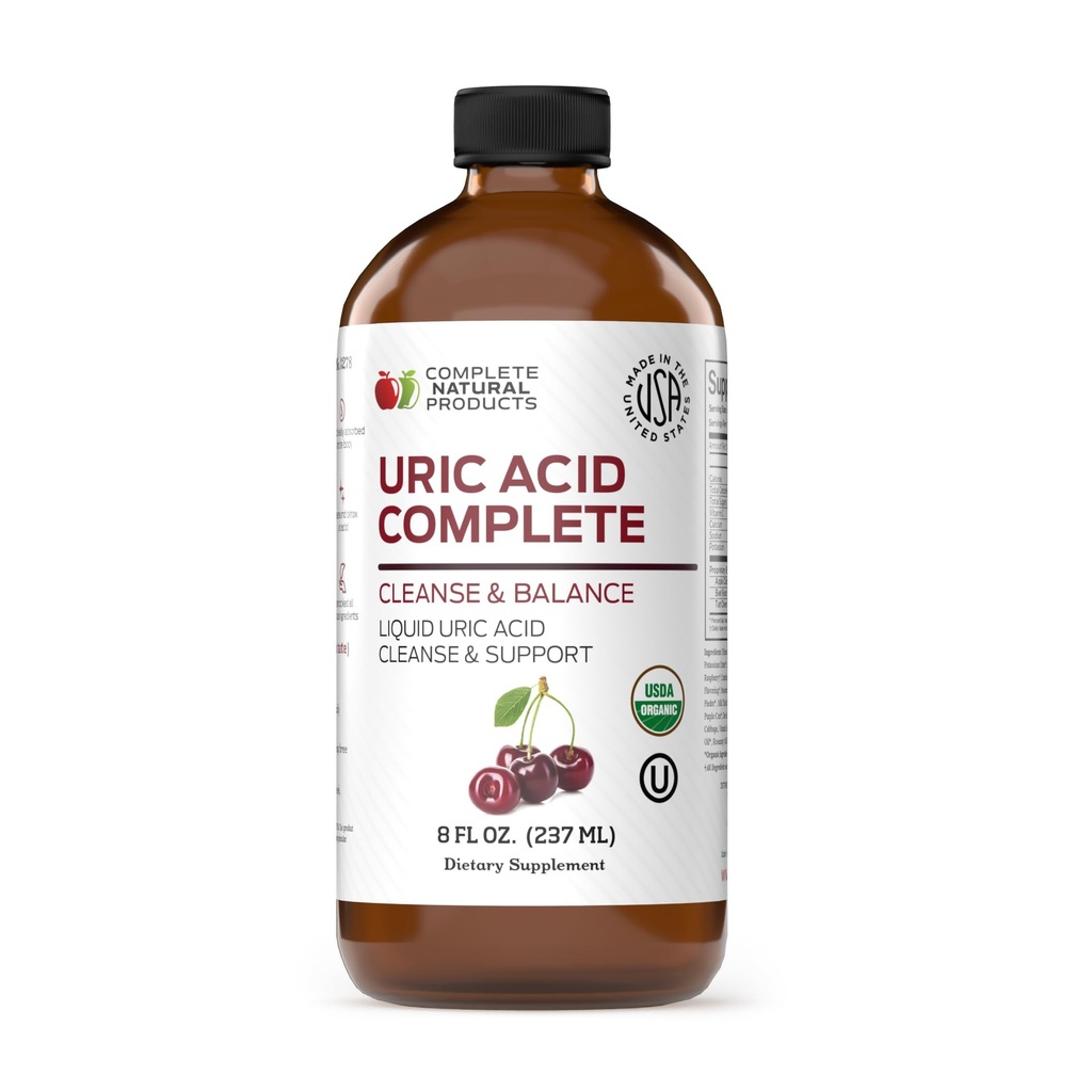 Complete Natural Products Uric Acid Complete - 8oz Liquid Supplement ter ondersteuning van Uric Acid Cleanse, Niergezondheid & Circulatie met Apple Cider Vinegar, Tart Cherry, & Beetwortel.