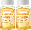 Magnesium Glycinate Gummies 1000mg - Suikervrij Magnesium Kalium Supplement met Vitamine D, B6, CoQ10 voor Kalm Mood & Slaap Ondersteuning - 120 Oranje Gummies 2 Pack