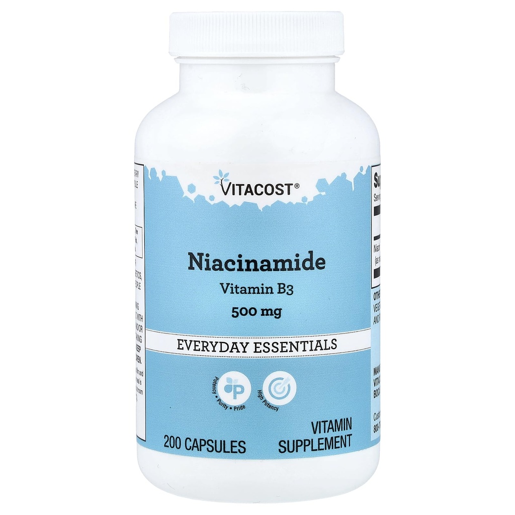 Vitacost Niacinamide (Vitamine B-3) - No Flush Niacin - 500 mg - 200 capsules