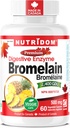 Nutridom Bromelain Digestief Enzyme Ananas Supplementen, 2400 GDU, 500mg, Non-GMO, Veganistisch, vrij van Gluten, soja en zuivel (60 Tel.)