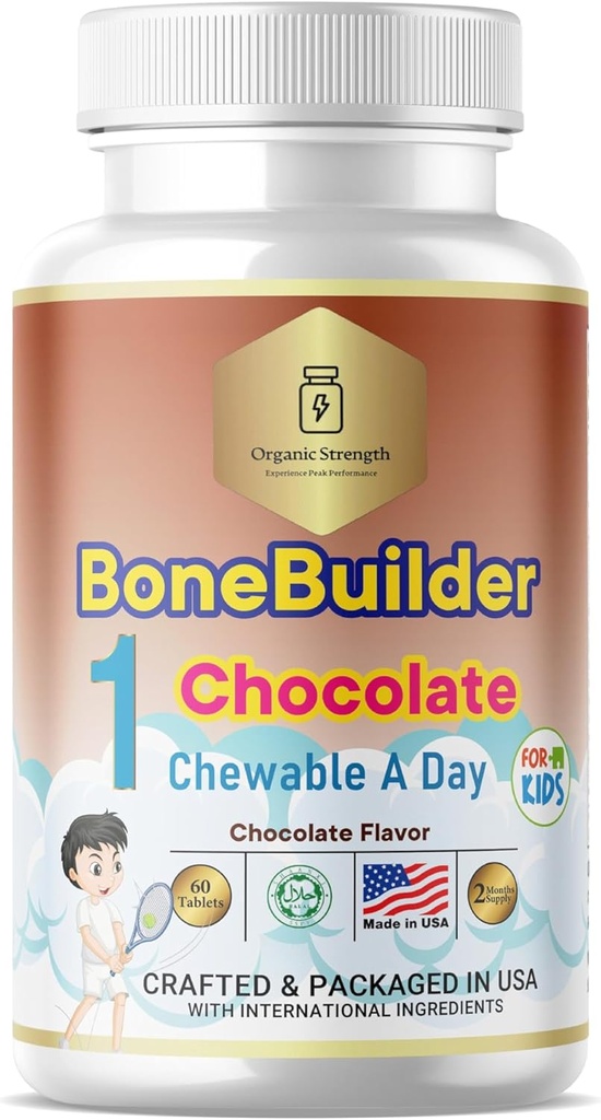 Kids Bone Builder 1 Kauwbaar Een dag Halal Vitaminen Chocoladesmaak voor leeftijd 4-12 60 Servers