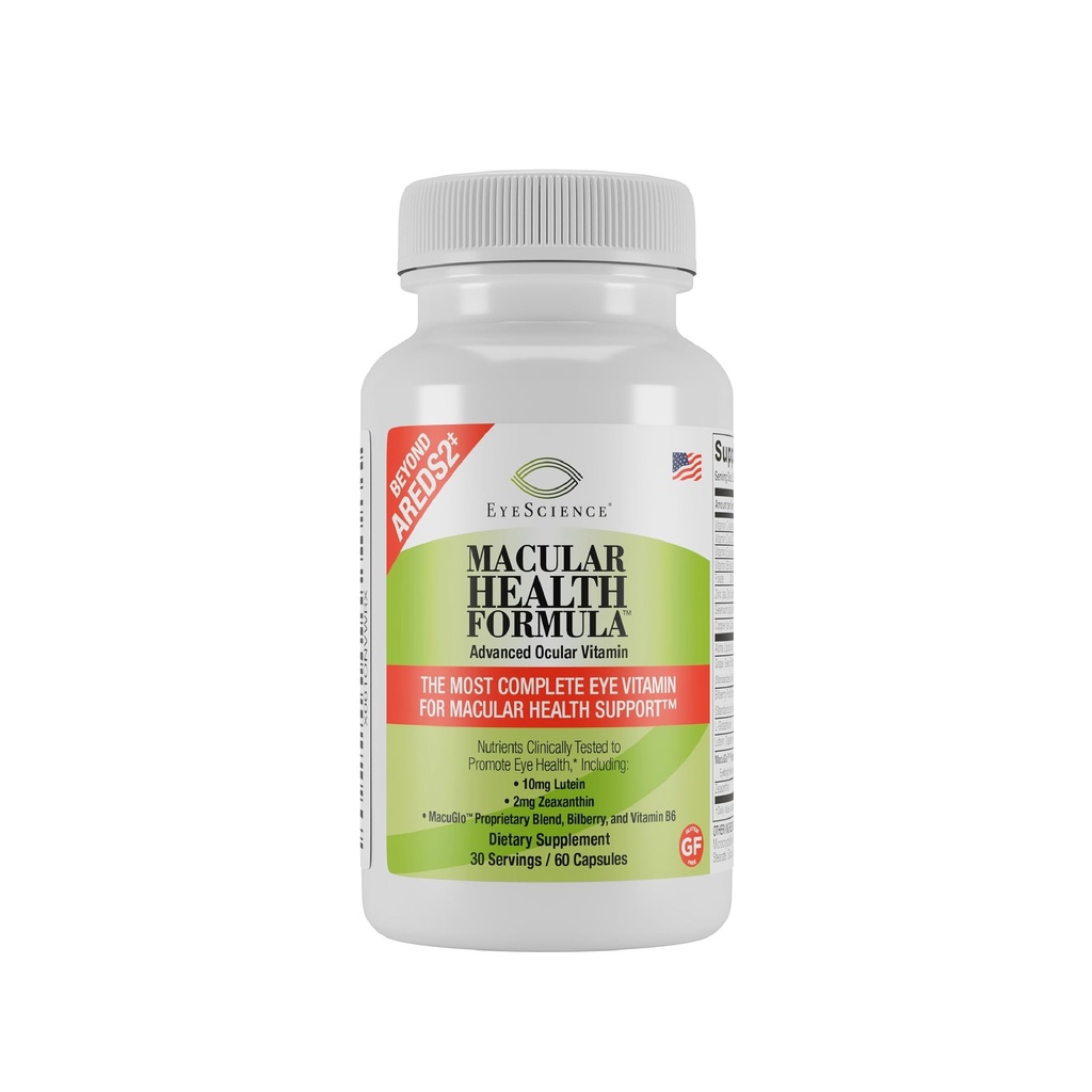 EyeScience Macular Health Formula Advanced Ocular Vitamin - bevattende luteïne, zeaxanthine, billberry, & vitamines C, D, E, & B6 (30 dagen levering)