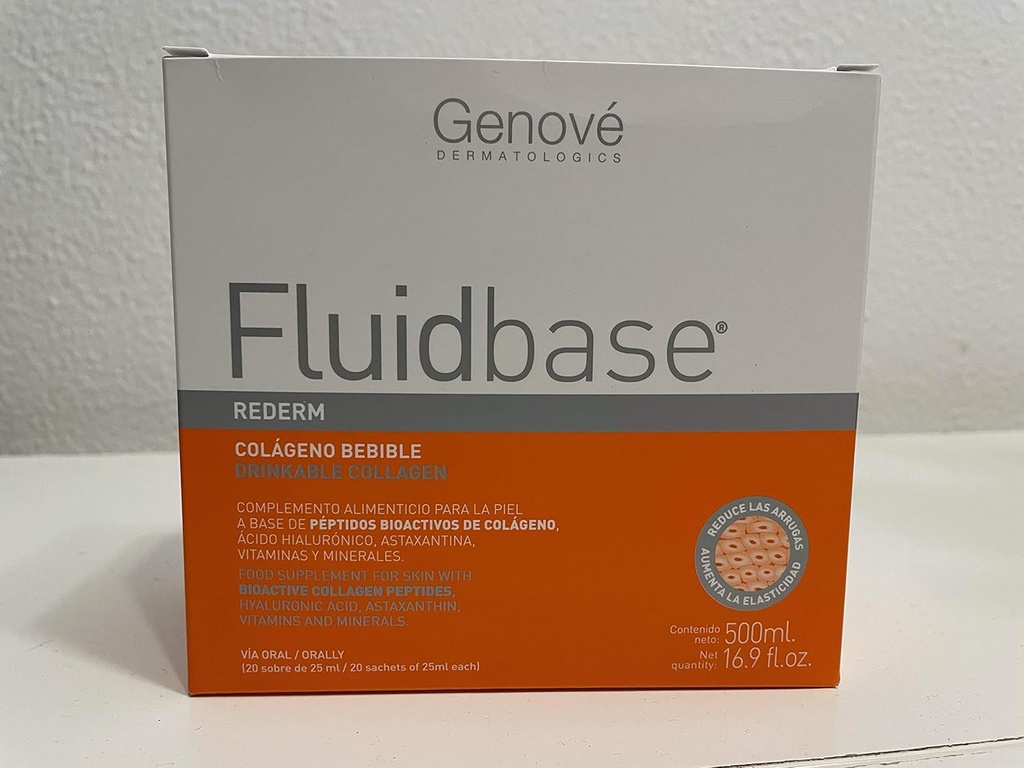 Fluidbase® Rederm Drinkbare Collagen 20 sachets van 25 ml Elk. Colágeno Bebible