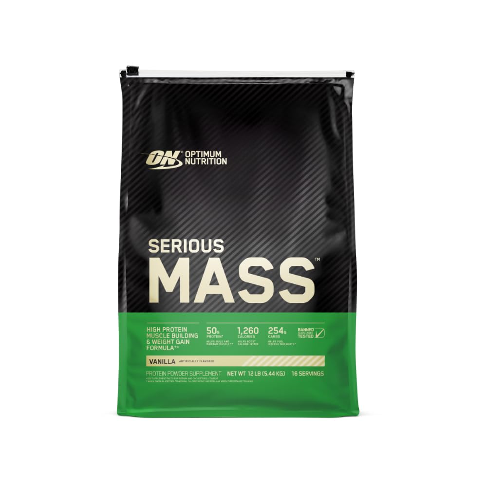 Optimale voeding Ernstige massa Gainer Proteïne Poeder, Vitamine C en Zink voor Immune Ondersteuning, Vanille, 12 Pond (Verpakking mei Vary)