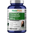 NusaPure Chlorofyl 200:1 Extract, 400 mg Equivalent aan 80.000mg 60 Veggie Caps (Equivalente 80000mg per Serving, Non-GMO, Vegan) Natrium Koper Chlorofyl