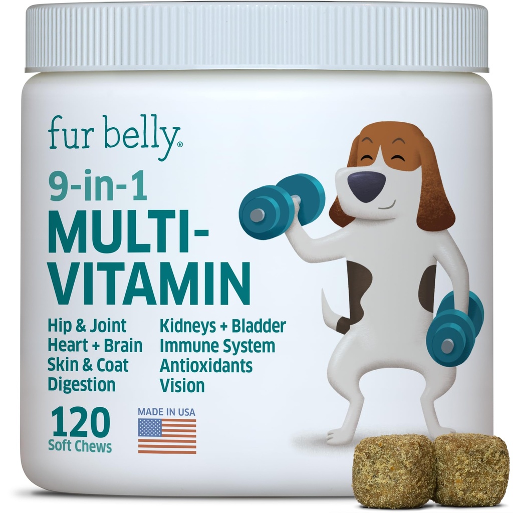 Honden Multivitamine - Hondenvitaminen en -supplementen - Digestieve enzymen en probiotica - Probiotica voor honden - voor huid- en mantelallergieën - Immuunsysteem en algehele gezondheid - 120 zachte kauwhondenrecepten