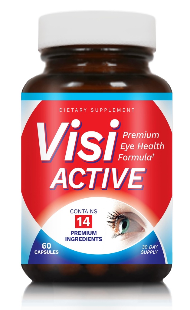 Vision Support Supplement - Eye Health Formula met L-Tartrate, Resveratrol, Blueberry Extract, Vitaminen A, C, D & 11 Ingrediënten voor Vision Support - 60 Capsules/Buttle - 1 Pack