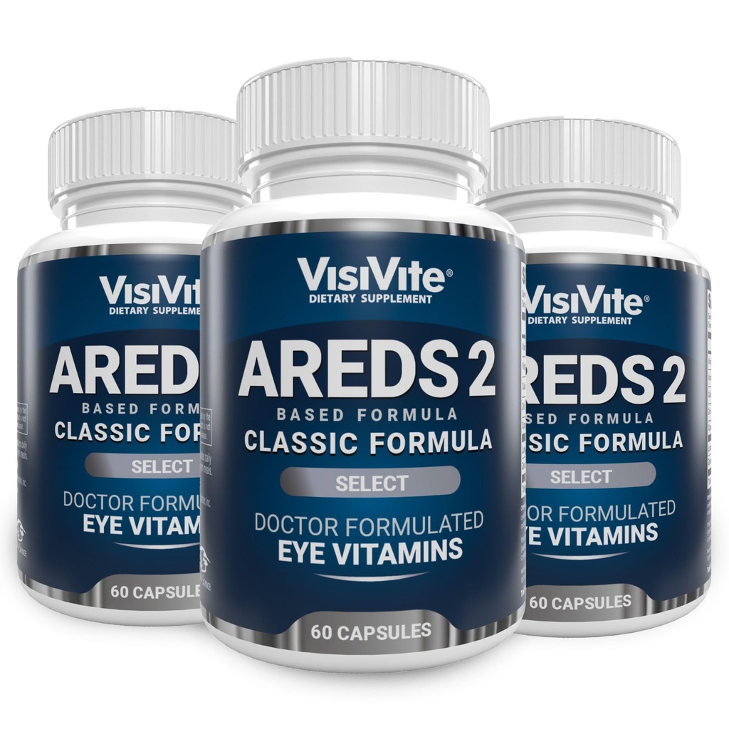 AREDS 2 Select Eye Vitamins for Macular Support - Vitaminen voor ogen met Zeaxanthine Plus Lutein Macular Supplement - Premium Macular Health Formula - Eye Supplements - 60 Capsules - (Pack of 3)