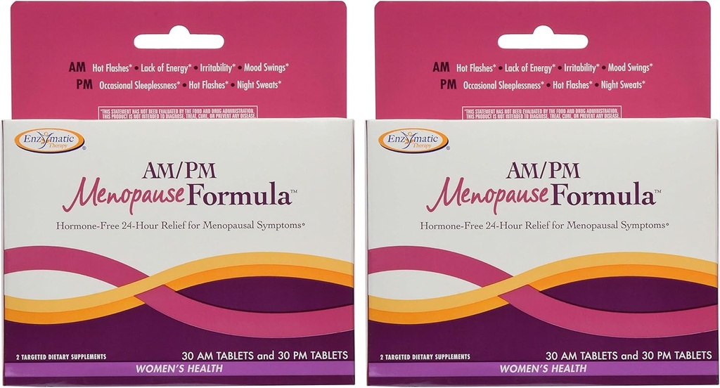 Nature's Way AM/PM Menopauze Hormone-Free Formula Daytime Energy & Rustful Sleep, 60 Count, Pack of 2 (Verpakking mei Vary)