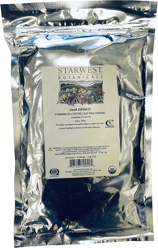 Starwest Botanicals Biologische Gymnema Sylvestre Leaf Powder, 1 Pond