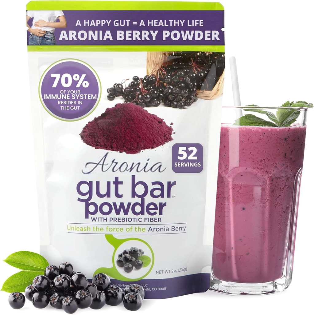 Aronia Berry Powder | 52 Servings | Supports Digestion and Gut Health | Black Chokeberry Supplement | Made with Organic Aronia Berries | Aronia Berry Powder from Black Chokeberry Plant