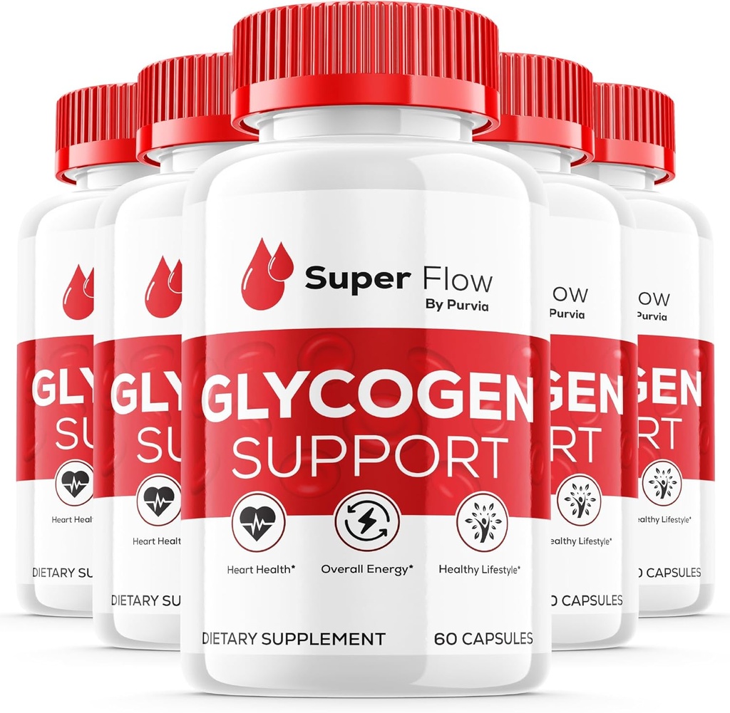 (5 Pack) Super Flow Glycogen Optimizer, Superflow Glycogen Ondersteuning, Super Flow Optimizer Super Flow Optimizer Vitamine Supplement Algemene Wellness Ondersteuning Super Flow Maximale sterkte (300 Capsules)