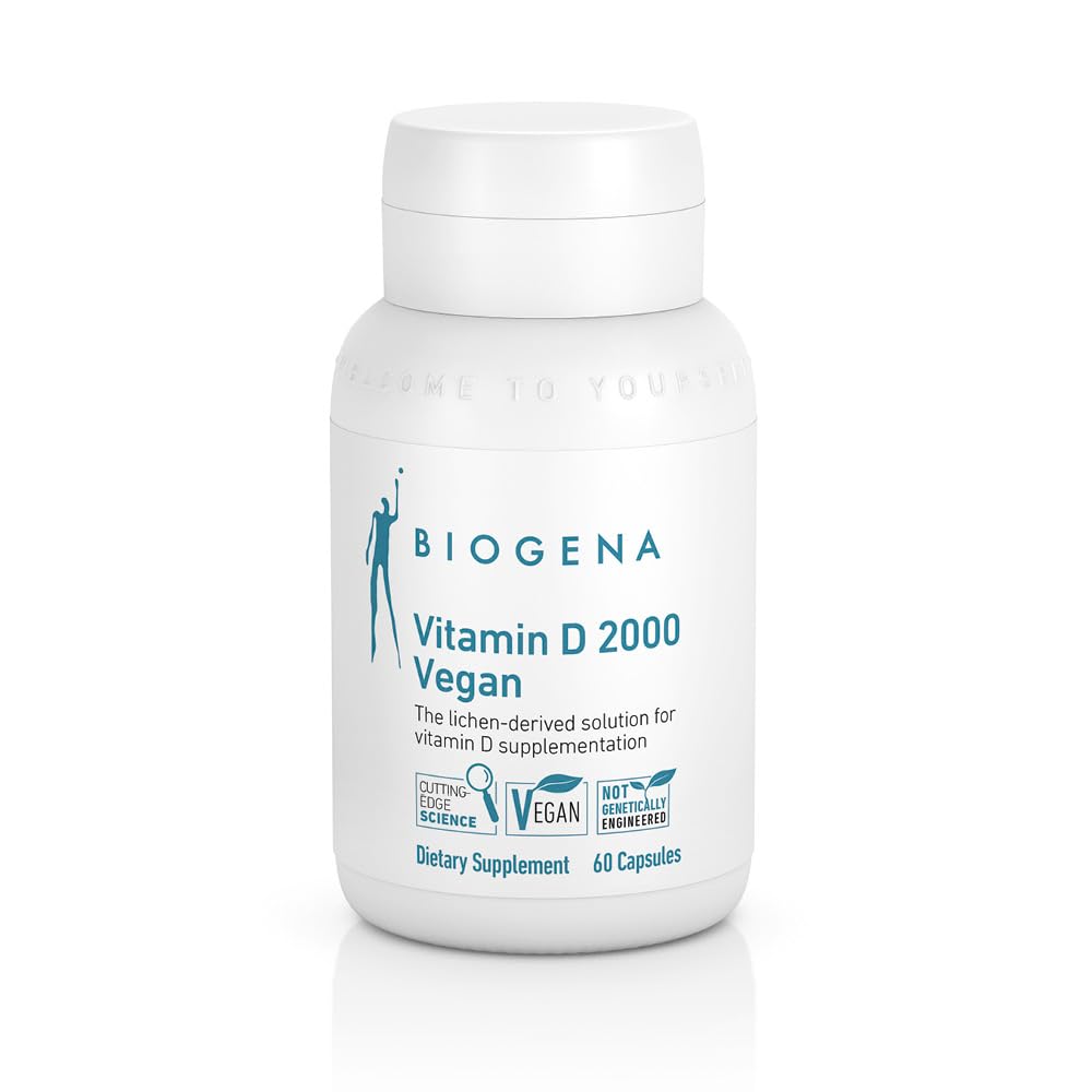 Biogena Vitamine D 2000 Vegan Formule - Sun Vitamine D3 Supplement voor Calcium Absorptie, Immune Ondersteuning - 60 Capsules**