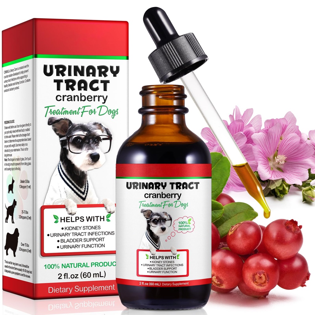 Urinetrekker voor honden, hond urinetrekinfectie behandeling met cranberry ondersteunt urinetrek & bladder, ondersteunt niersteen & hond UTI, huisdier supplement Cranberry supplement voor honden - 60 ml