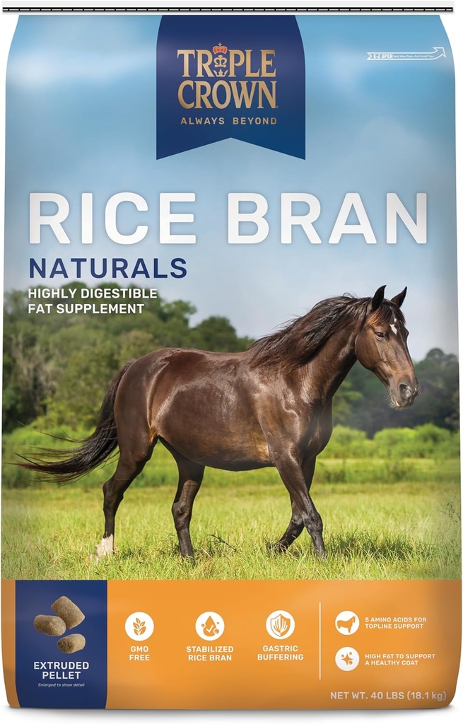 Triple Crown Rice Bran, Rice Bran voor paarden, Horse Weight Supplement, 40 lbs