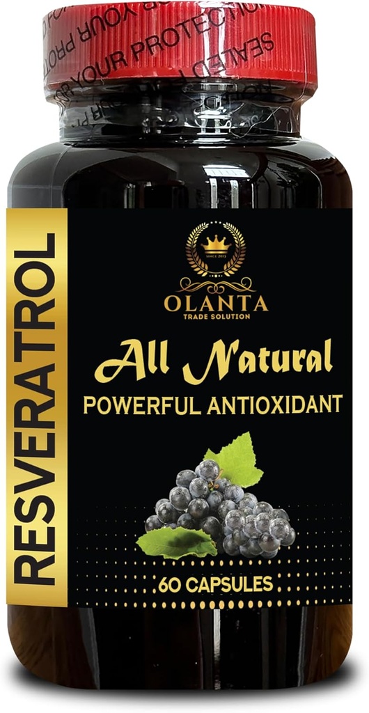 RESVERATROL EXTRACT - Immune defense supplements, Resveratrol pills, Organic antioxidant supplements, Dairy-free energy capsules, Immune support supplements - 1 Bottle 60 Capsules