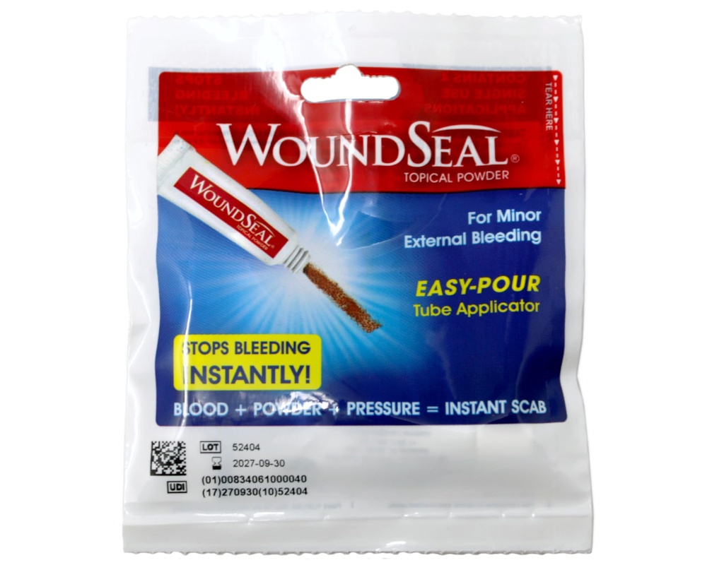 WoundSeal Topical Powder Wound Care Eerste hulp voor snijwonden, scrapes en schaafwonden single use, 4 count (Verpakking mei Vary)