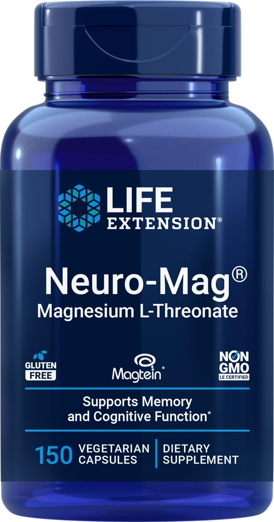 Levensverlenging Neuro-Mag Magnesium L-Threonaat, 150 Vegetarische Capsules, Magtein Supplement voor vrouwen en mannen