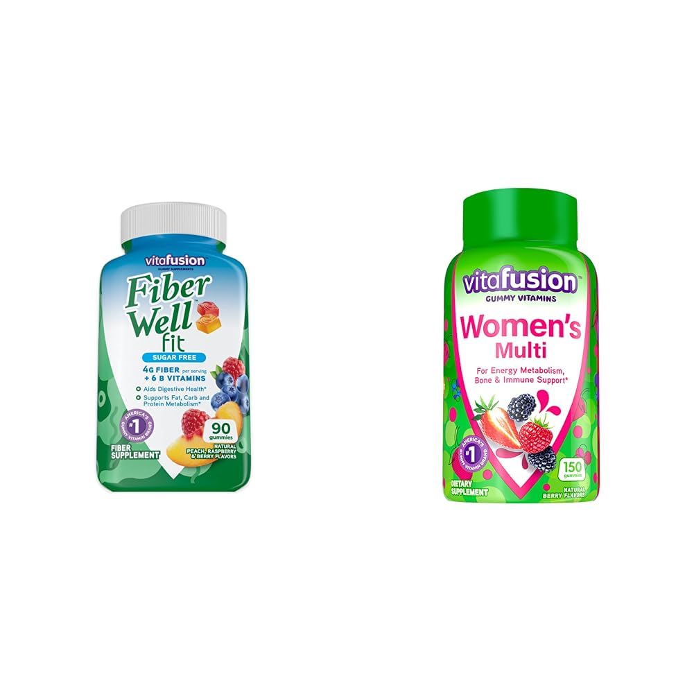 Vitafusion Fiber Well Fit Gummies Supplement, 90 Tellen (Verpakking mei Vary) & Vrouwen Multivitamine Gummies, Berry Flavored Dagelijkse Vitaminen voor vrouwen