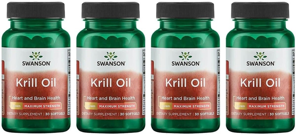 Swanson EFAs- Krill Oil - Maximale sterkte - 1 g, 30 Softgels (4 verpakkingen)