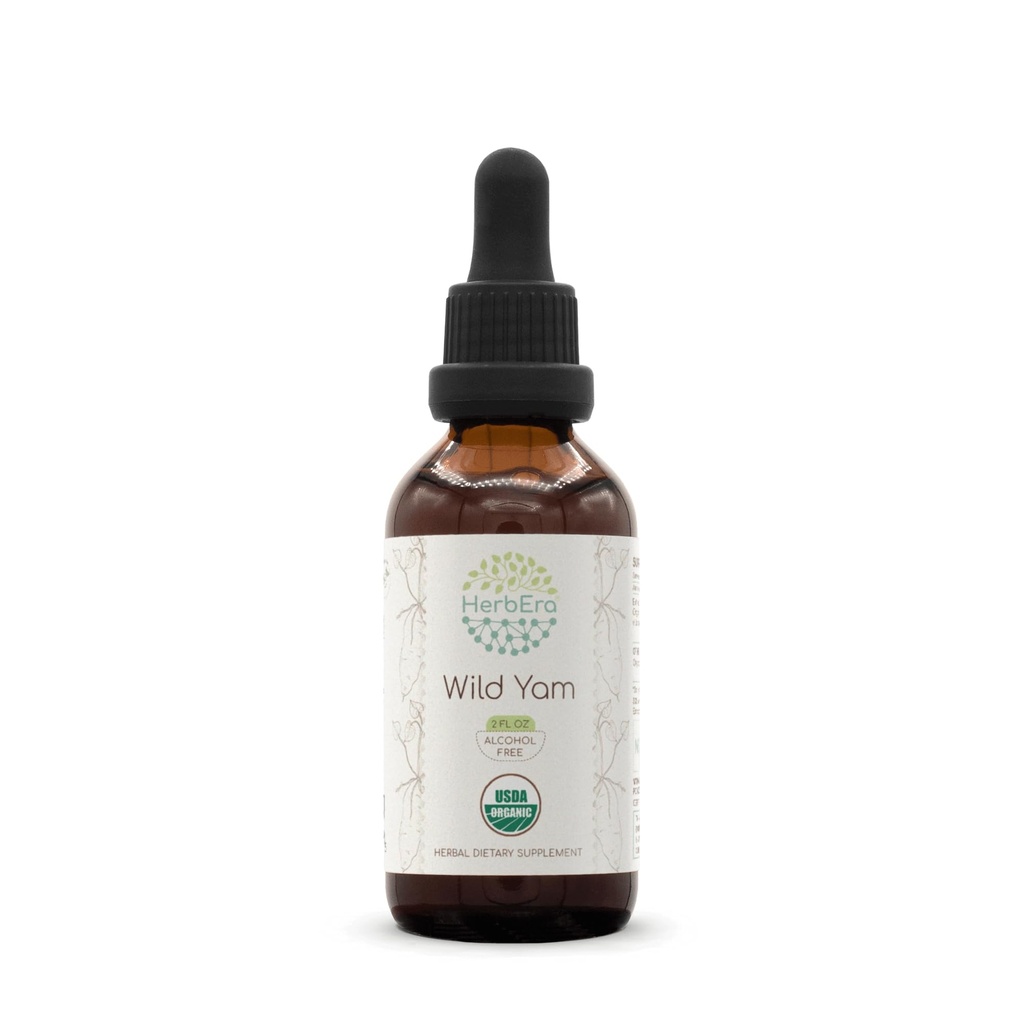 Wild Yam B60 Alcohol-Free Herbal Extract USDA Organic Tincture, Concentrated Liquid Drops Natural Wild Yam (Dioscorea Villosa) Dried Root 2 fl oz