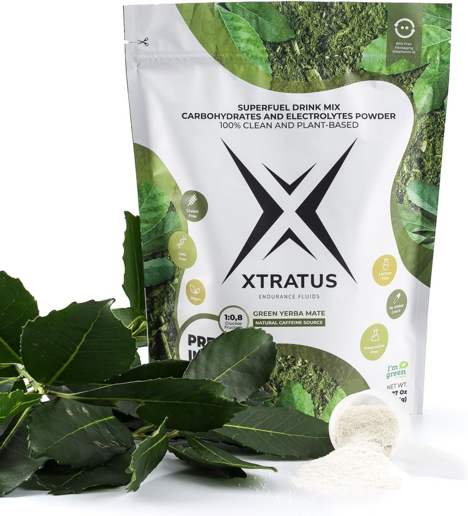Green Mate (Caffeine) - Sports Energy Drink met koolhydraten en Elektrolyten. Natuurlijke bron van cafeïne. Pre en Intra Training 100% Natural. 35,27Oz.