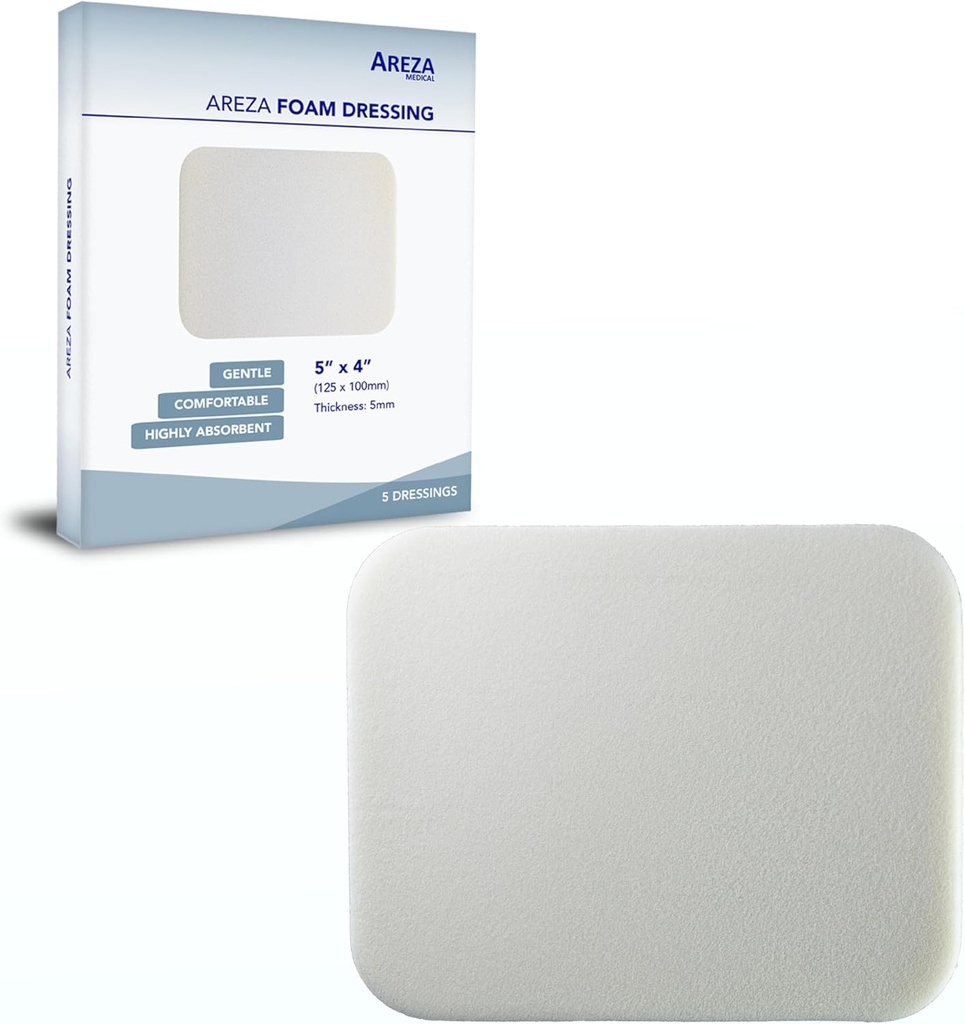 Areza Medical - Foam Wound Dressing - Polyurethaan - Steriel - 5" x 4" (12.5 cm x 10 cm) - 5 PCS