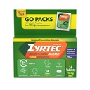 Zyrtec 24-uurs Allergie Relief Tablets, Antihistamin Indoor & Outdoor Anti Allergie Medicine + Cetirizine HCl, Relief from Runny Nose, Sneezing, & Itchy Eyes, Single Packs, 14 x 1 ct Packets