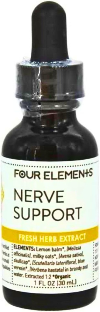 Vier elementen 4E nerve ondersteuning Herbal Tinctuur Blend, 100% Certified Fresh Organic Herb Extract, 1 FL OZ