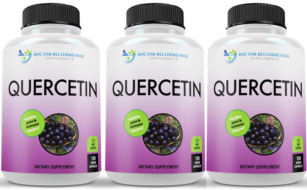 DOCTOR RECOMMENDED SUPPLEMENTS Quercetin 1000mg Per Serving - (Vegan, Non-GMO) (120 Veggie Capsules, Pack of 3)