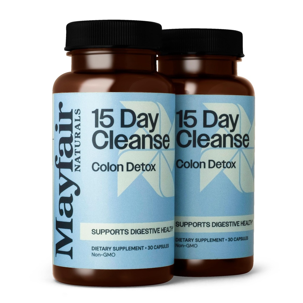 15 dagen Reiniging Colon Detox (2 verpakkingen), Dieetsupplement, 30 capsules Elke (60 Totaal), Natuurlijke Laxatief voor Constipatie en Digestieve Gezondheid Supplement