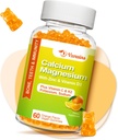 Hoge Absorptie Calcium Gummies, Suikervrij Calcium Magnesium Supplement met Kalium Vitamine D3 voor mannen en vrouwen - Vegan, Oranje smaak 60 Ct