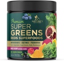 Groene Superfood Poeder Drinkmix - Groene Supplementen Mengen voor energie & Gut Health - Met Organische Tarwegras, Spirulina, Chlorella, Digestieve Enzymen Antioxidant & Fiber - Berry Flavor, 30 porties