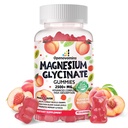 Magnesium Glycinate Gummies 2500mg - Suikervrij Magnesium Kalium Supplement met Vitamine D, B6, CoQ10 voor Kalm Mood & Slaap Ondersteuning - 90 Perzik Gummies