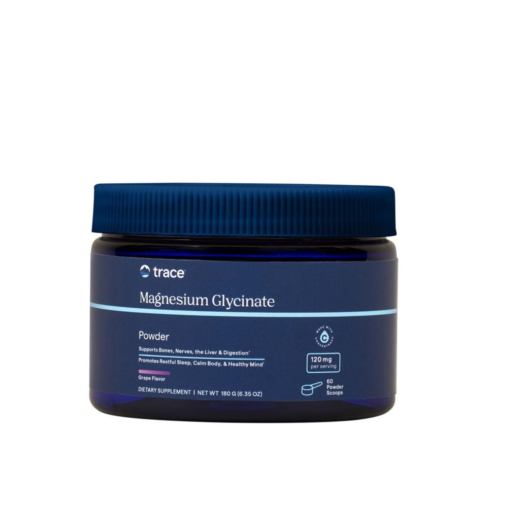 Trace Minerals Magnesium Glycinate Powder - Daily Magnesium Powder for Slap Support - Calming Bedtime Drink - Natural & Gentle - Grape - 180g (60 Servings)