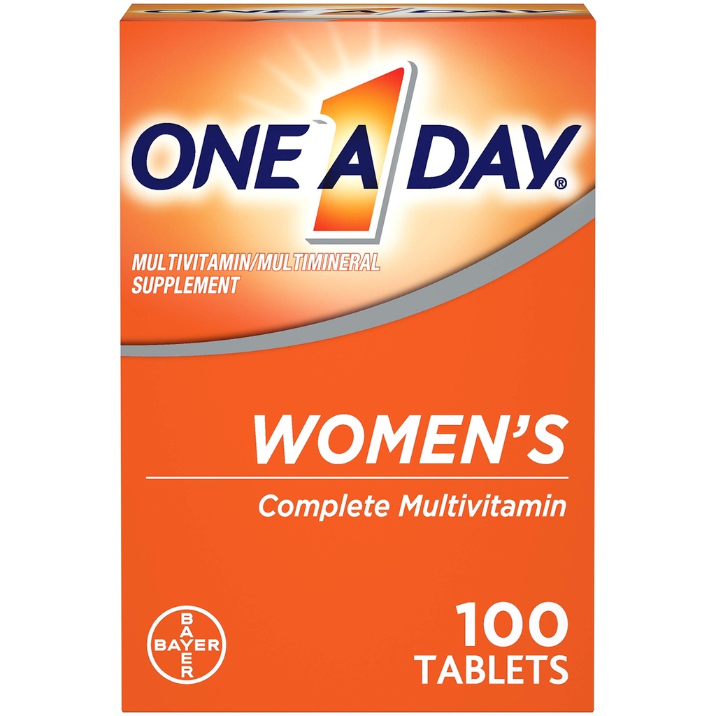 One A Day Womens Multivitamine, Supplement met Vitamine A, Vitamine C, Vitamine D, Vitamine E en Zink voor Immune Health Support, B12, Biotin, Calcium & More, Tablet, 100 telling