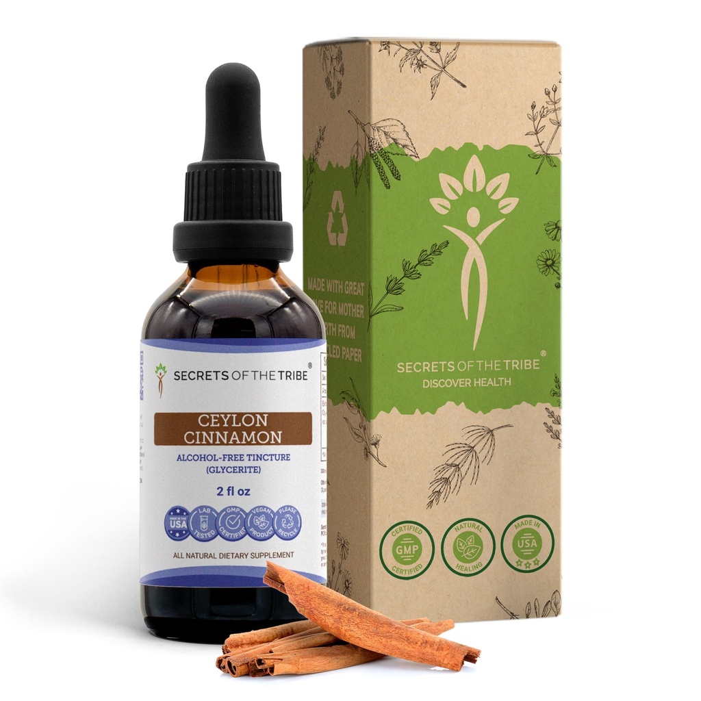 Geheimen van de stam Ceylon Kaneel Tinctuur Alcoholvrije Liquid Extract, Ceylon Cinnamon (Cinnamomum Verum) Gedroogde Bast (2 FL OZ)