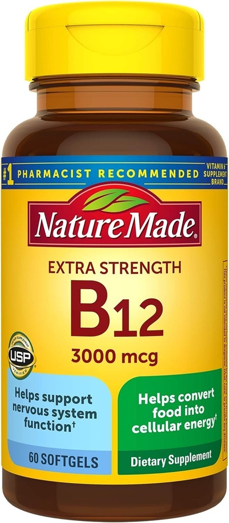 Extra sterkte Vitamine B12 3000 mcg Softgels, 60 Tellen