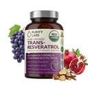 Purity Labs Pure Organic Trans Resveratrol Supplement met quercetin, Vegan Antioxidant Voedingssupplementen voor hart, huid, haar, nagels, nagels 
