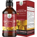 IJslandse Wild Caught Cod Liver Oil Liquid - Fish Oil Drops with Omega 3, EPA, DHA, Vitamine D & A - Liquid Cod Liver Supplement for Heart, Joint, Brain & Immune Support - 240 ml (8 Ounce)