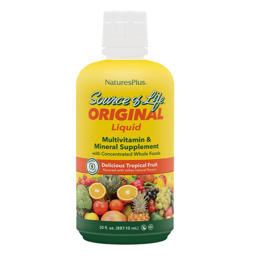 NaturesPlus Levensbron Vloeibaar, Tropisch Fruit - 30 fl oz - Multivitamine & Mineraal Supplement - Glutenvrij, Vegetarisch - 30 porties