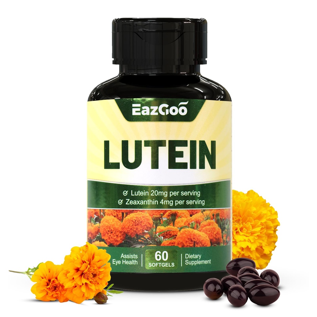 Lutein for Eyes, Lutein 20mg, Lutein and Zeaxanthine Supplements, Eye Supplements, Eyestrain Relief & Support Vision Health, Veganistan, 60 Softgels
