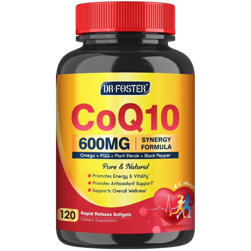 CoQ10 600 mg Softgels CoQ10 supplement - CQ10 Coenzym-Q10 met Omega 3 & PQQ & Vitamine E, CoQ10 400 mg Softgels, 60 porties