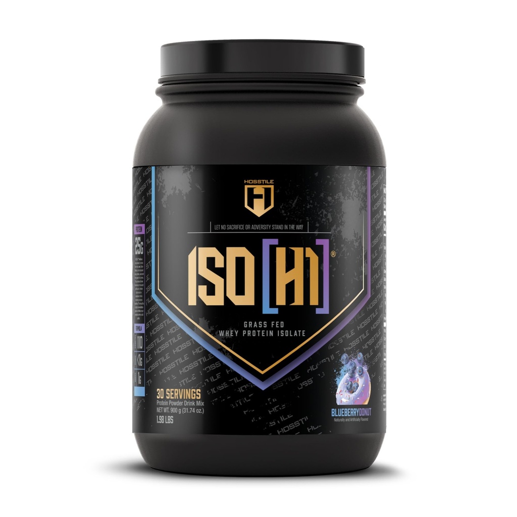 HOSSTILE ISO[H1] Gras Fed Wei Proteine Isoleer met spijsverteringsenzymen, Wei Proteïnepoeder voor spier Gain & Muscle Recovery, Post Workout Recovery Drink, Blueberry Donut, 30 porties